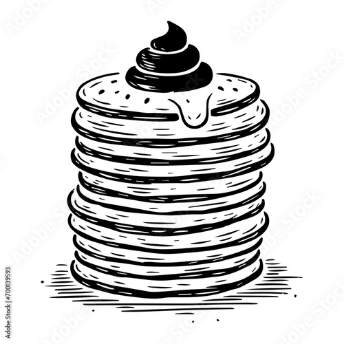 Pancakes ,Food Doodles line , Line art , hand-drawn in the style of doodles line SVG File.