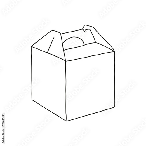 Paper box paper box with handle mockup. Vector illustration. Empty cardboard container template. Delivery service concept.