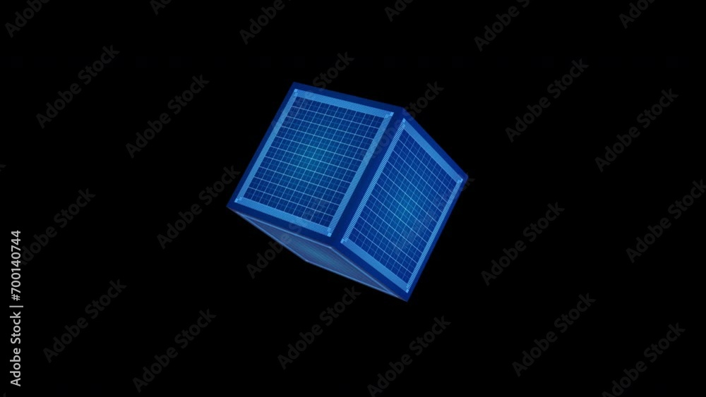 Abstract rotating cube animation with alpha matte
