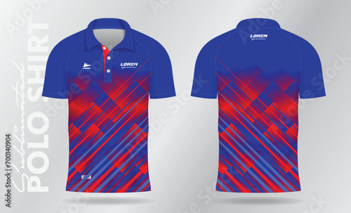 red and blue sublimation polo sport jersey mockup template design photo
