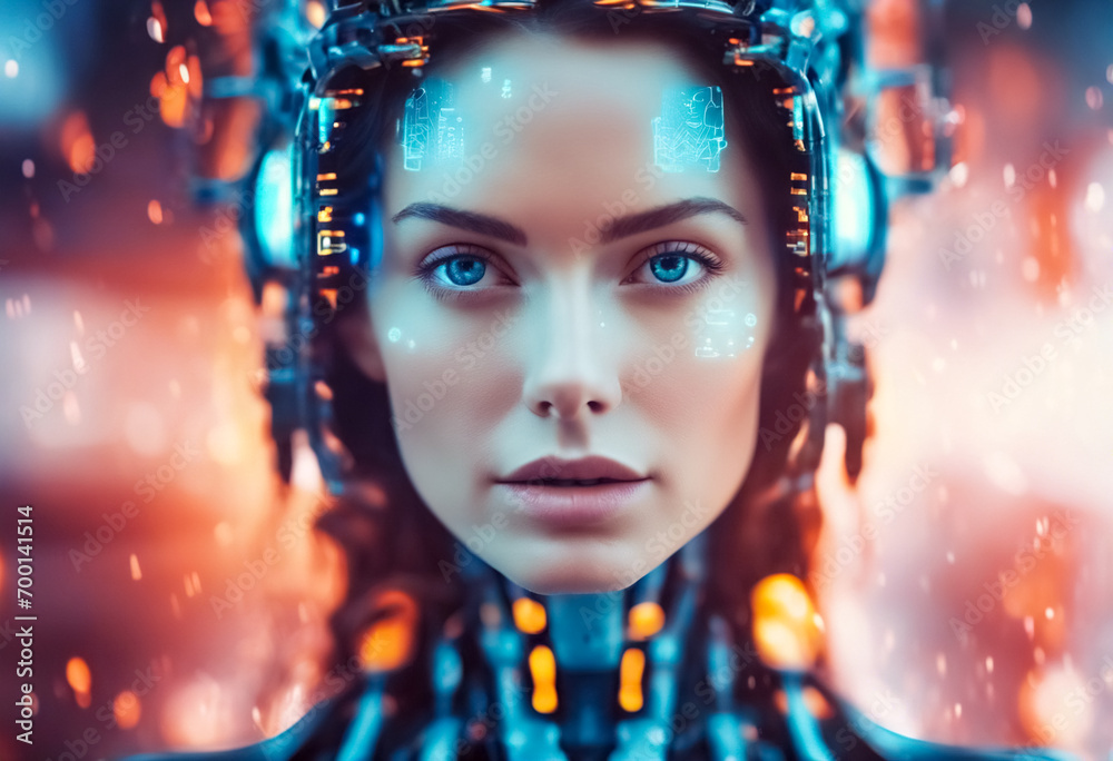 Donna-Robot in un Mondo di Combinazioni Fantasiose e Tecnologia Futuristica Donna-Robot in un Mondo di Combinazioni Fantasiose e Tecnologia Futuristica