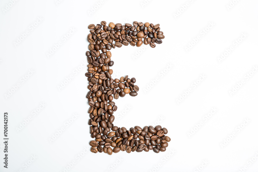 Letter E of coffee beans Letter E of coffee beans
