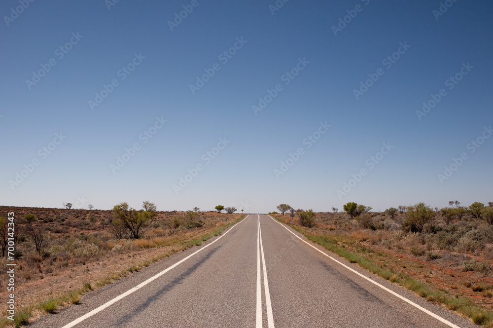 Highway running through the Australian Outback, Near Broken Hill, NSW.