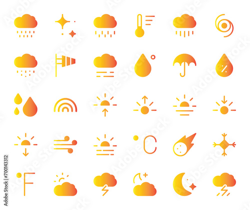 Weather Icons Set - Meteorology, Forecast Symbols Vector Collection