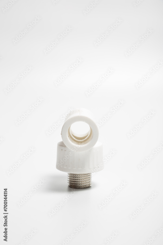 Plastic pipes for water on a white background Plastic pipes for water on a white background