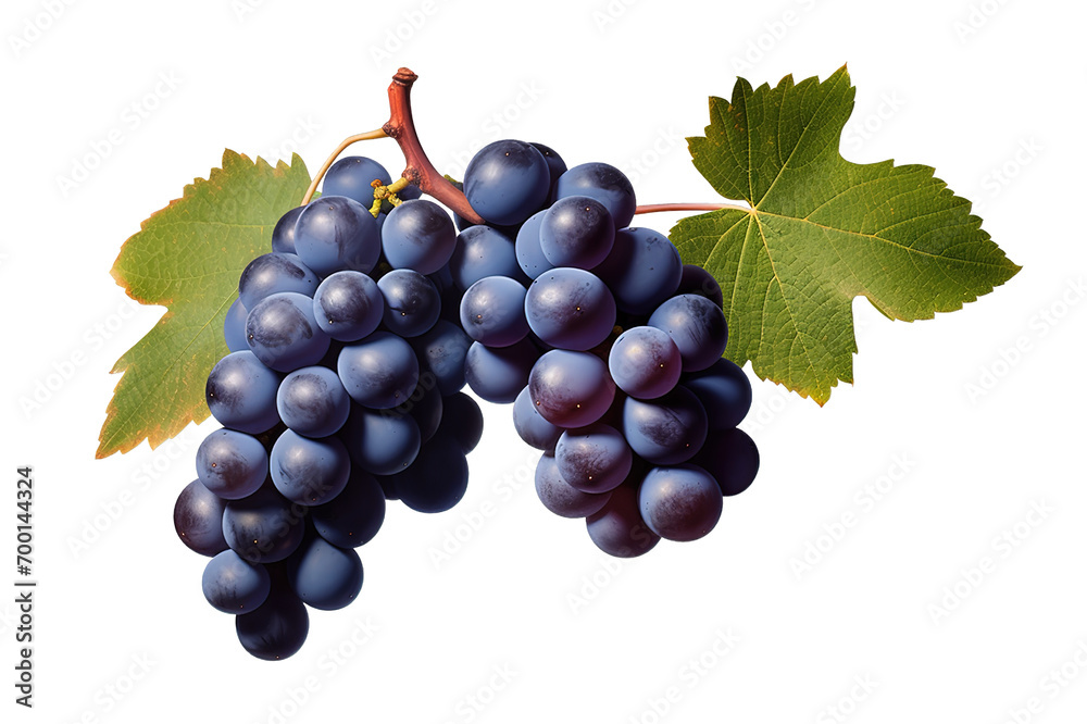 Fototapeta premium Dark blue grape isolated on a Transparent background. Generative AI