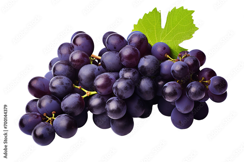 Fototapeta premium Dark blue grape isolated on a Transparent background. Generative AI