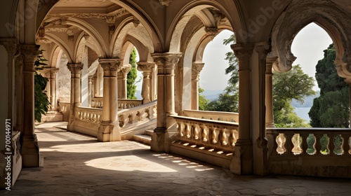 Panoramic view of the cloister of the Royal Palace of Rajasthan  India