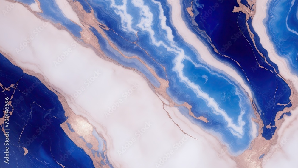 Blue and Rose Gold Marble Stone Background