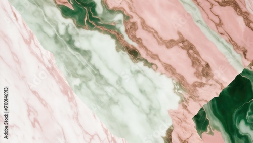Green and Rose Gold Marble Stone Background