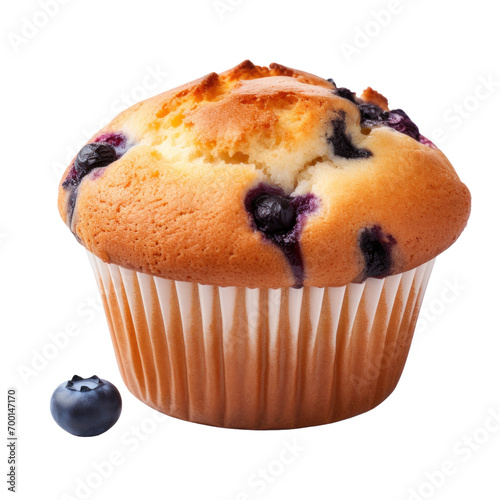 Blueberry muffin isolated on transparent background
