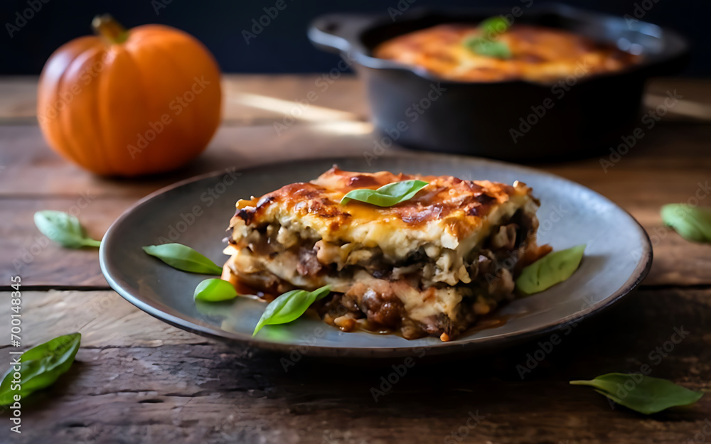 Capture the essence of Moussaka in a mouthwatering food photography shot Capture the essence of Moussaka in a mouthwatering food photography shot