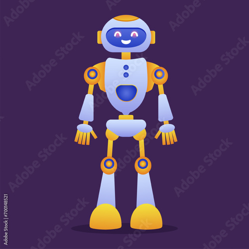 Robot, chat bot neural network, AI servers and robots technology. Set of cute robot ai character.
