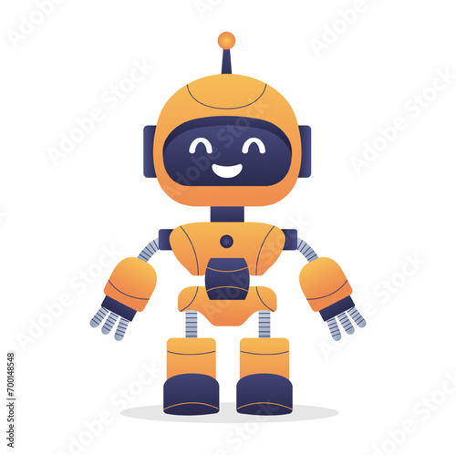 Robot, chat bot neural network, AI servers and robots technology. Set of cute robot ai character.
