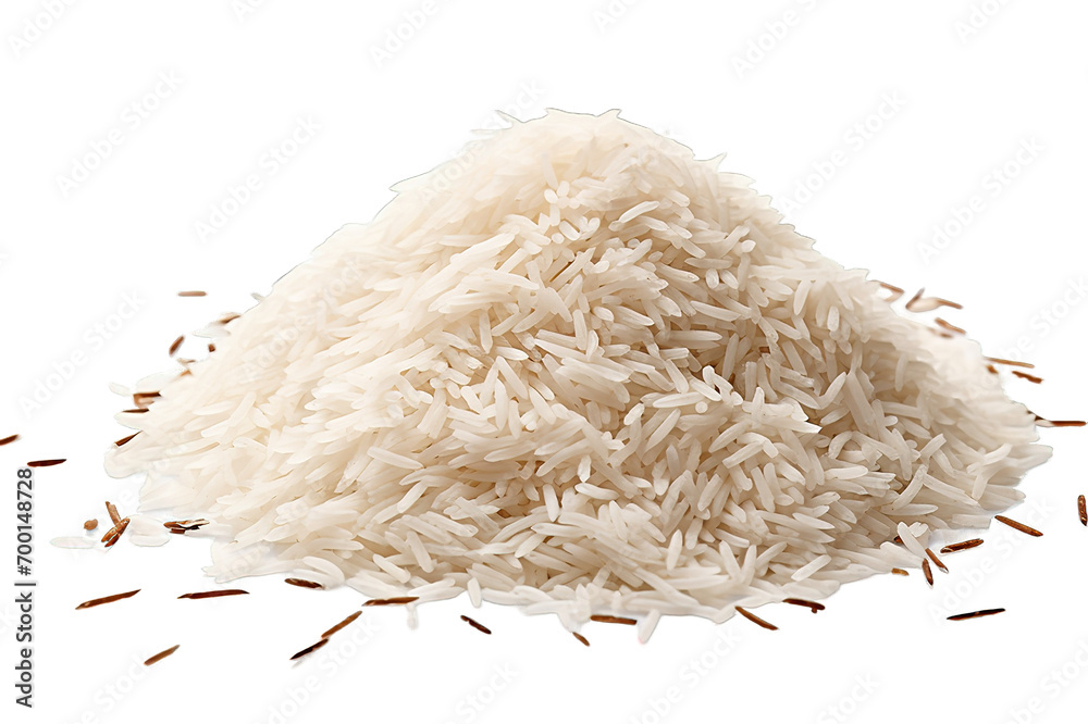 raw brown rice isolated on a Transparent background. Generative AI