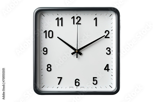 a simple black and white analog clock isolated on a Transparent background. Generative AI