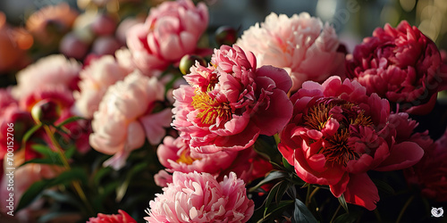 Array of Fresh Peonies  Creating a Lush and Elegant Floral Display.