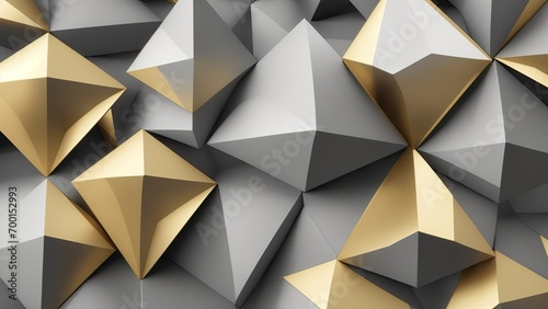 Gray and gold 3d triangles background