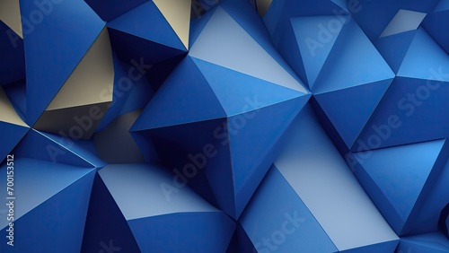 Blue and gold 3d triangles background