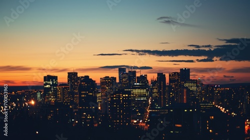 City Skyline Silhouette at Dusk  city s skyline during twilight