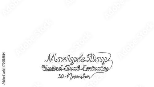 Animated self drawing of UAE Martyrs Day on November 30th. UAE Martyrs Day design in simple linear style illustration. UAE Martyrs Day design suitable for design videos for your business photo