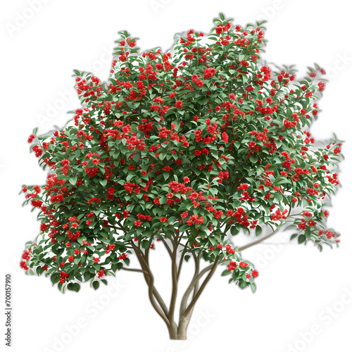 Cotoneaster shrub isolated on transparent or white background, png
 photo
