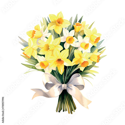 blossom  narcissus watercolor vector floral  bouquet
