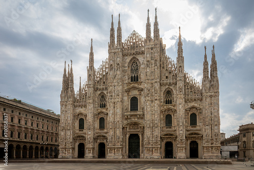 Facade of famous Milan Cathedral, Duomo di Milano, Italy.