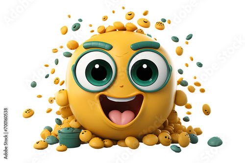 Emoticon and emoji group  design. Emoticons cute face head group in happy, laughing, smiling, funny, on transparency  generative AI 