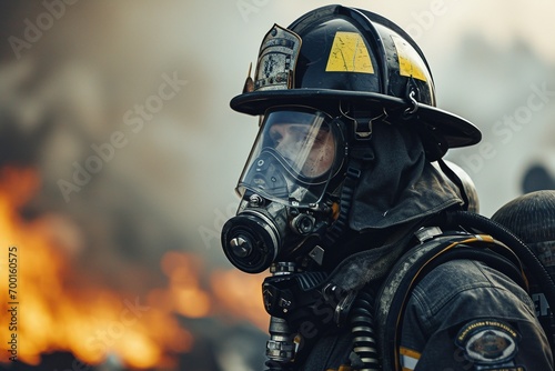 In this striking visual, a firefighter is depicted against a backdrop of flames, capturing the dynamic nature of their profession and the challenges they bravely face © Martin