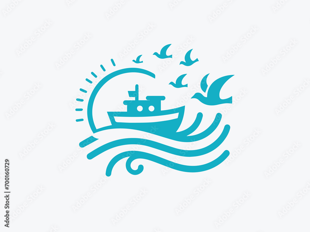 boat logo, art , vector