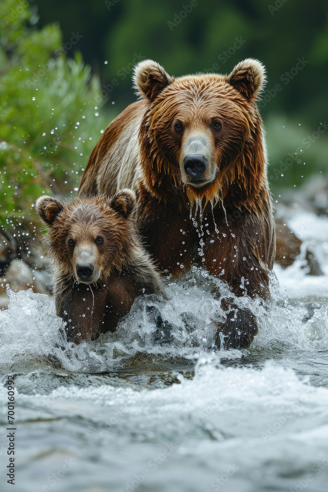 Grizzly Bärin mit Jungen Grizzly Bärin mit Jungen