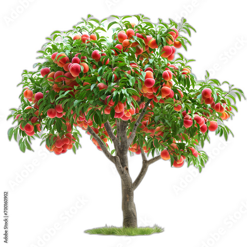 Peach tree isolated on transparent or white background, png
