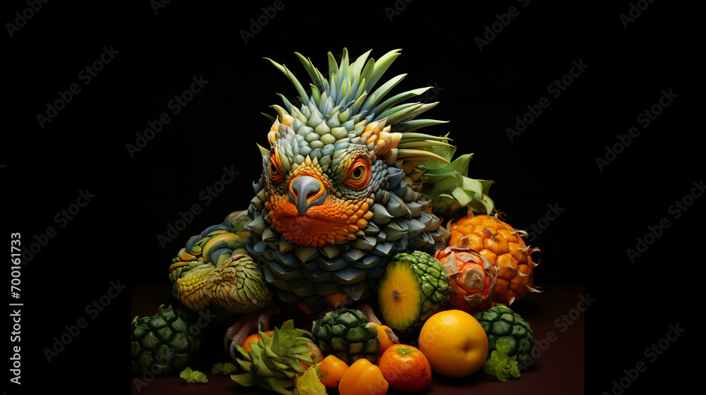Obraz premium Realistic Fruits and animals mixed together