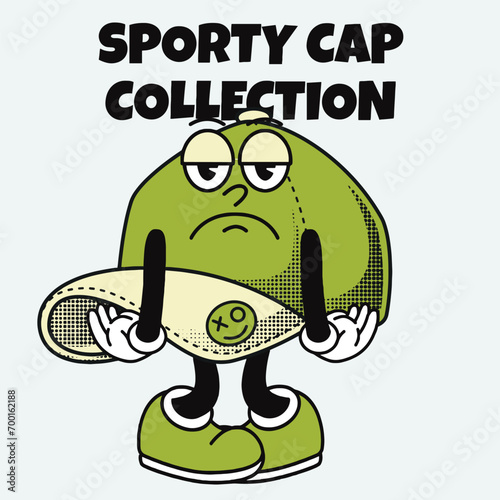 Hat Character Design With Slogan Sporty cap collection