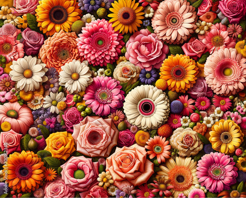floral background  bouquet of colorful flowers