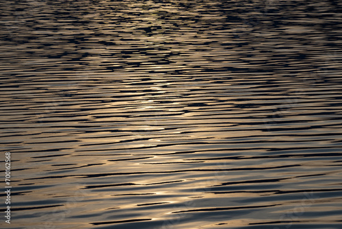 Ripples and waves on the water surface during sunset