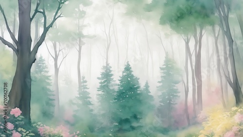 Forest Watercolor Clipart Background