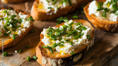 Gourmet Toasted Bread with Cheese and Chives - Generative AI