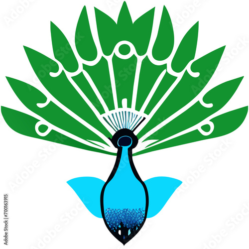 Proud peacock displaying feathers vektor icon illustation