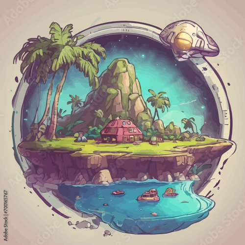 Alien Island Icon EPS Format Design Very Cool 