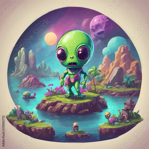 Alien Island Icon EPS Format Design Very Cool 