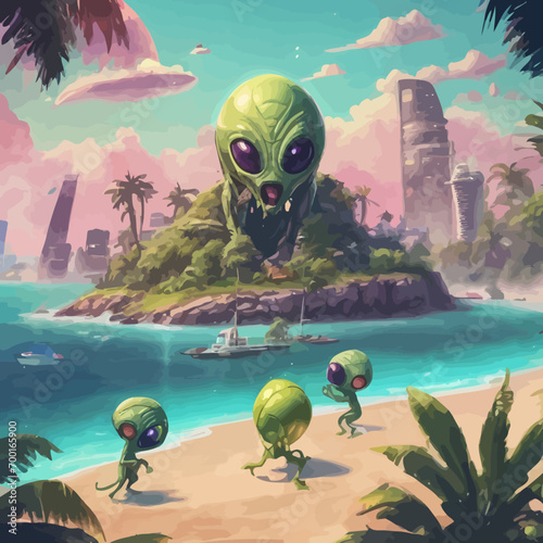 Alien Island Icon EPS Format Design Very Cool 