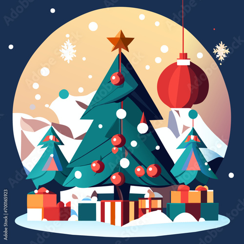 christmas tree and gifts, christmas tree with gifts, christmas card with santa claus