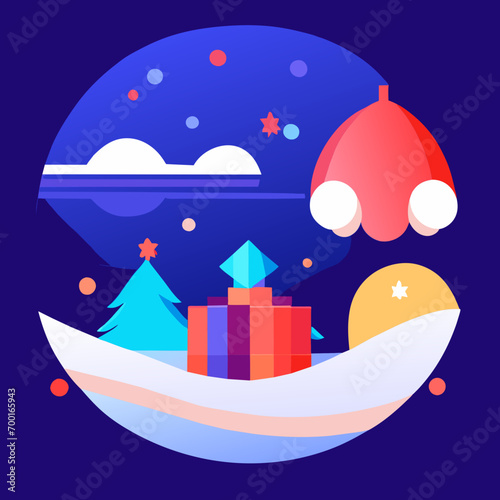 christmas gift box, christmas card with santa claus, christmas card with a gift