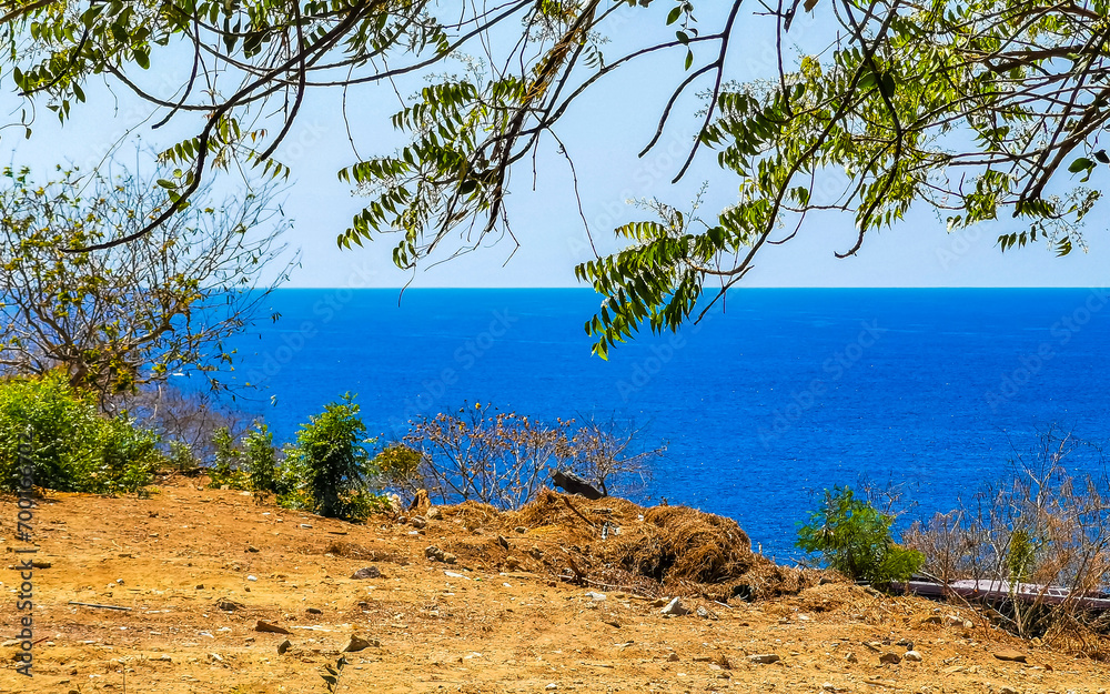 Beautiful city seascape landscape natural panorama view Puerto Escondido Mexico.