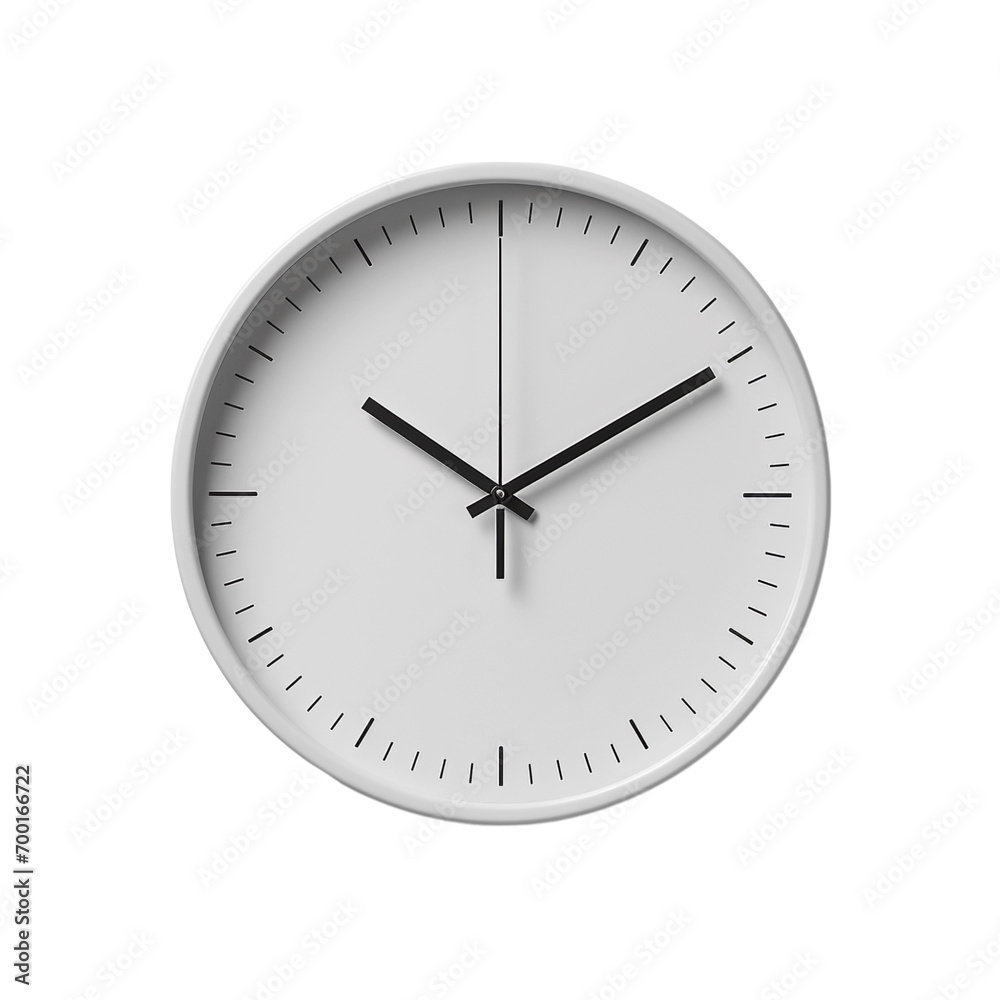 Minimalist white wall clock isolated transparent, Generative AI Minimalist white wall clock isolated transparent, Generative AI