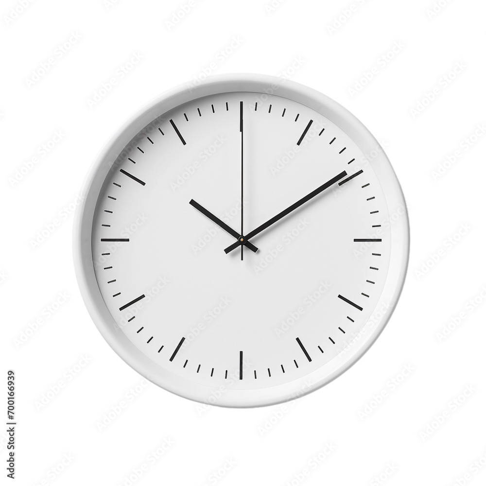 Minimalist white wall clock isolated transparent, Generative AI Minimalist white wall clock isolated transparent, Generative AI