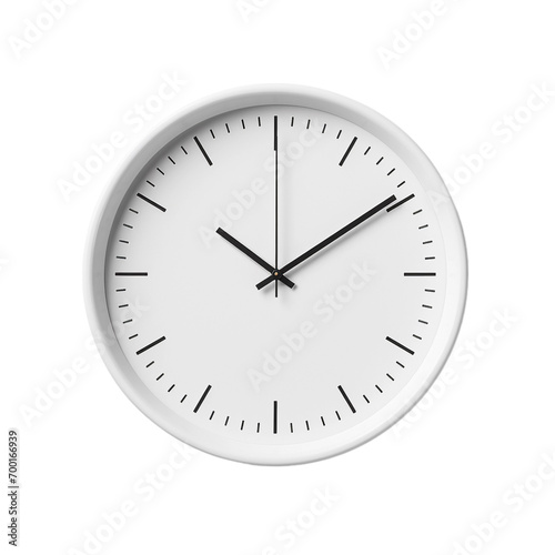 Minimalist white wall clock isolated transparent, Generative AI