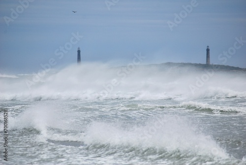 Stormy sea coastal tropical storm turbulent waves